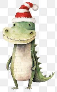 PNG Christmas cute alligator animal reptile cartoon. 