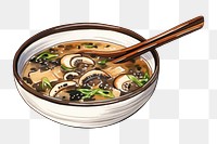 PNG Miso soup japanese watercolor food meal dish. 