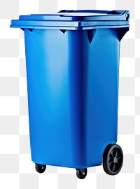 PNG Blue trash bin plastic white background container. AI generated Image by rawpixel.