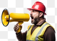 PNG Megaphone hardhat helmet worker. 