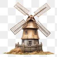 PNG Wind mill windmill outdoors white background. AI generated Image by rawpixel.