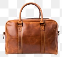 PNG A Stylish brown leather bag briefcase handbag white background. AI generated Image by rawpixel.