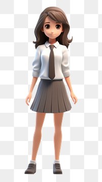 PNG High school girl figurine footwear cartoon. AI generated Image by rawpixel.