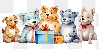 PNG Animals celebrating birthday cartoon mammal pet. AI generated Image by rawpixel.