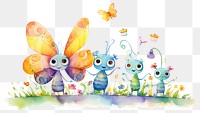 PNG Butterfly family celebrating birthday outdoors cartoon drawing. 