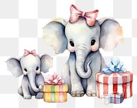 PNG Elephant family celebrating birthday cartoon mammal animal. 