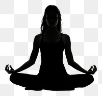 PNG Woman yoga silhouette adult black white background. AI generated Image by rawpixel.