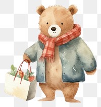 PNG Cute bear shoping cartoon toy  