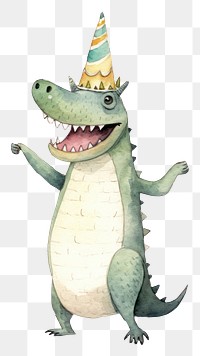 PNG Crocodile dancing animal hat white background. AI generated Image by rawpixel.