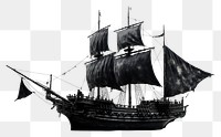 PNG A magical black pirate ship watercraft sailboat vehicle