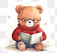 PNG Bear reading cartoon book. 