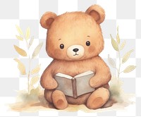 PNG Bear reading cartoon book. 