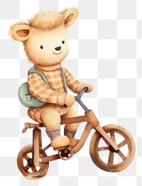 PNG Baby sheep bicycle vehicle cartoon. 