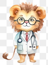 PNG Lion doctor cartoon mammal cute. AI generated Image by rawpixel.