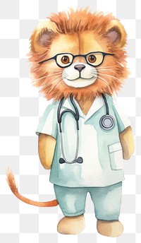 PNG Lion surgeon veterinarian cartoon doctor. 