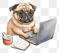 PNG Pug animal laptop pug. AI generated Image by rawpixel.