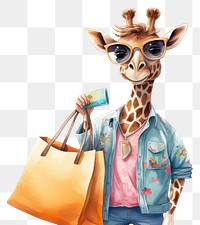 PNG Giraffe shopping bag sunglasses handbag. AI generated Image by rawpixel.