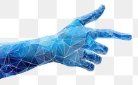 PNG Blue low polygonal wireframe hand touching finger vector technology white background futuristic. AI generated Image by rawpixel.