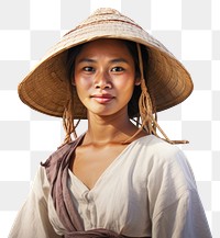 PNG Ordinary thai woman adult white background relaxation. AI generated Image by rawpixel.