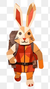 PNG Rabbit wearing backpack cartoon orange background representation. AI generated Image by rawpixel.