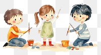 PNG  Kids painting cartoon white background togetherness. AI generated Image by rawpixel.