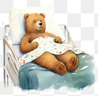 PNG Chubby animal character sick bed furniture crib. 