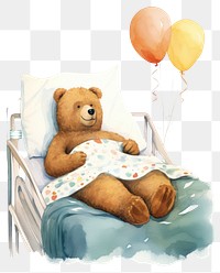 PNG Chubby animal character sick bed furniture balloon. 