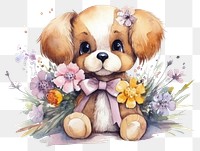 PNG Dog flower bouquet drawing mammal sketch. AI generated Image by rawpixel.