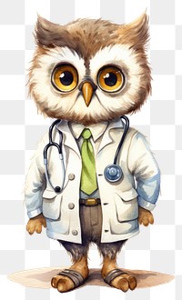 PNG Owl doctor white background representation veterinarian. 