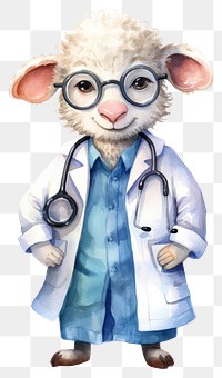 PNG Sheep doctor glasses white background representation. AI generated Image by rawpixel.