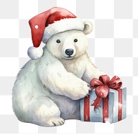 PNG Polar bear celebrating Christmas christmas cartoon mammal. 