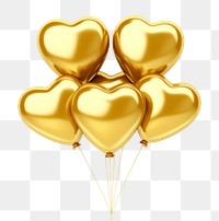 PNG Golden heart-shaped balloons floating.