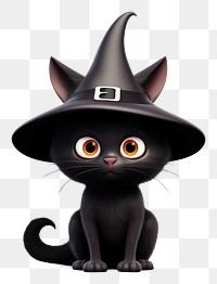 PNG Black cat witch hat cartoon animal. 