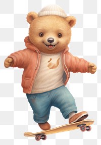 PNG Bear playing skateboard mammal cute toy. 