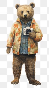PNG Bear mammal camera representation. AI generated Image by rawpixel.