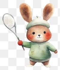 PNG Rabbit playing tennis cartoon racket cute. 