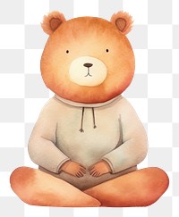 PNG Bear yoga cartoon cute toy. 