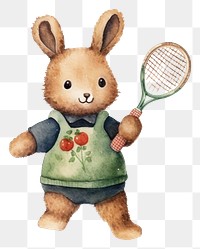 PNG Rabbit playing tennis cartoon racket toy. 