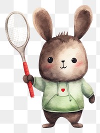 PNG Rabbit playing tennis cartoon racket cute. 