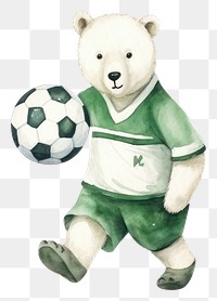 PNG Bear playing soccer football cartoon sports. 