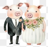 PNG Pig wedding anthropomorphic cartoon mammal. AI generated Image by rawpixel.