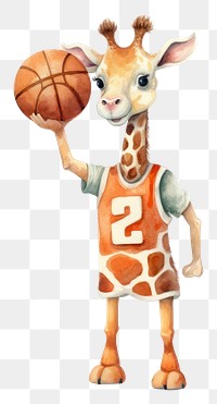 PNG Baby cartoonish giraffe basketball sports mammal. AI generated Image by rawpixel.