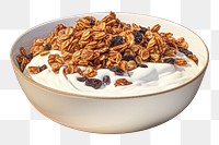 PNG Bowl granola spoon food. AI generated Image by rawpixel.