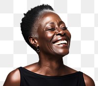 PNG Black woman Old adult laughing. AI generated Image by rawpixel.