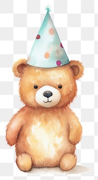 PNG Bear wearing a party hat bear toy representation. AI generated Image by rawpixel.