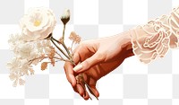 PNG Hand holding a flower hand finger petal. 