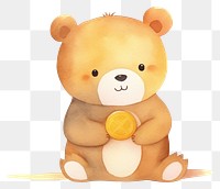 PNG Cute Bear holding big gold coin bear cartoon mammal. 