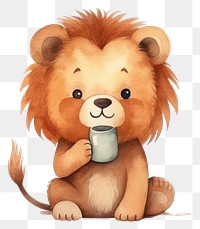 PNG Lion drinking water cartoon mammal animal. 