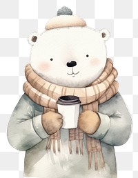 PNG Polar bear wearing a winter outfit snowman cartoon cute. AI generated Image by rawpixel.