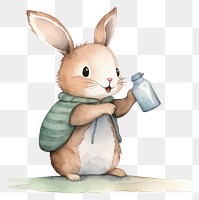 PNG Rabbit drinking water bottle animal cartoon mammal. AI generated Image by rawpixel.
